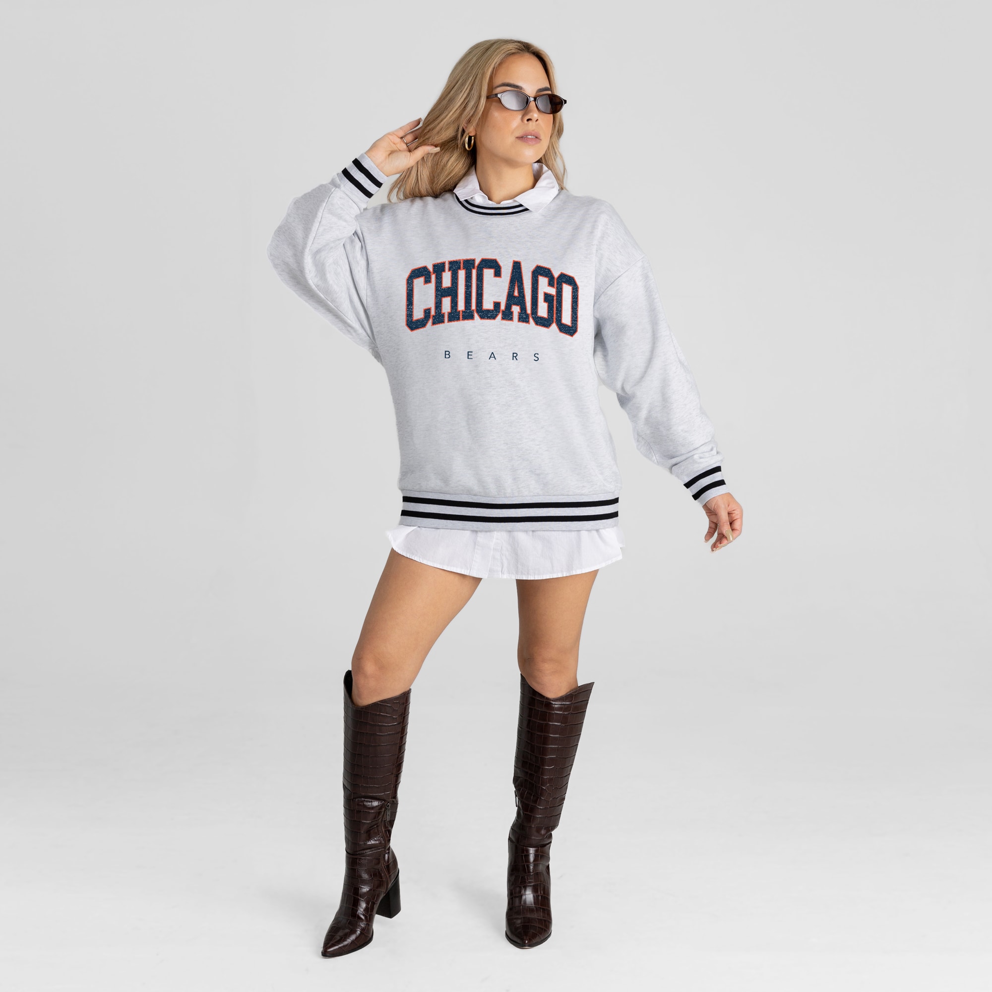 Women's Gameday Couture Ash Chicago Bears Oversized Easy Energy